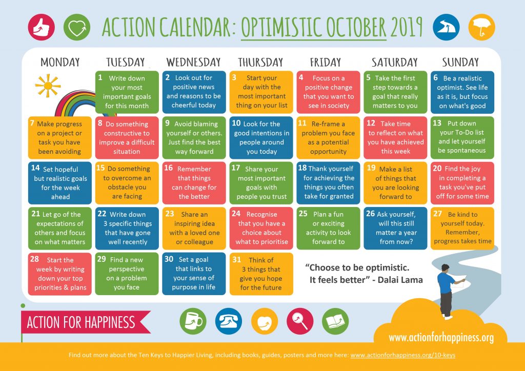 Action for Happiness Monthly Action Calendar | POWER to Live More